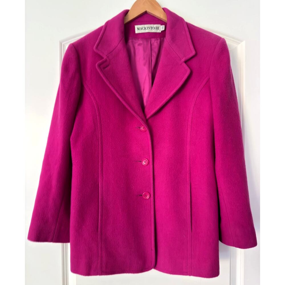 Vintage Mackintosh of New England Wool Blazer Jacket Fuchsia Pink Made in USA -L
